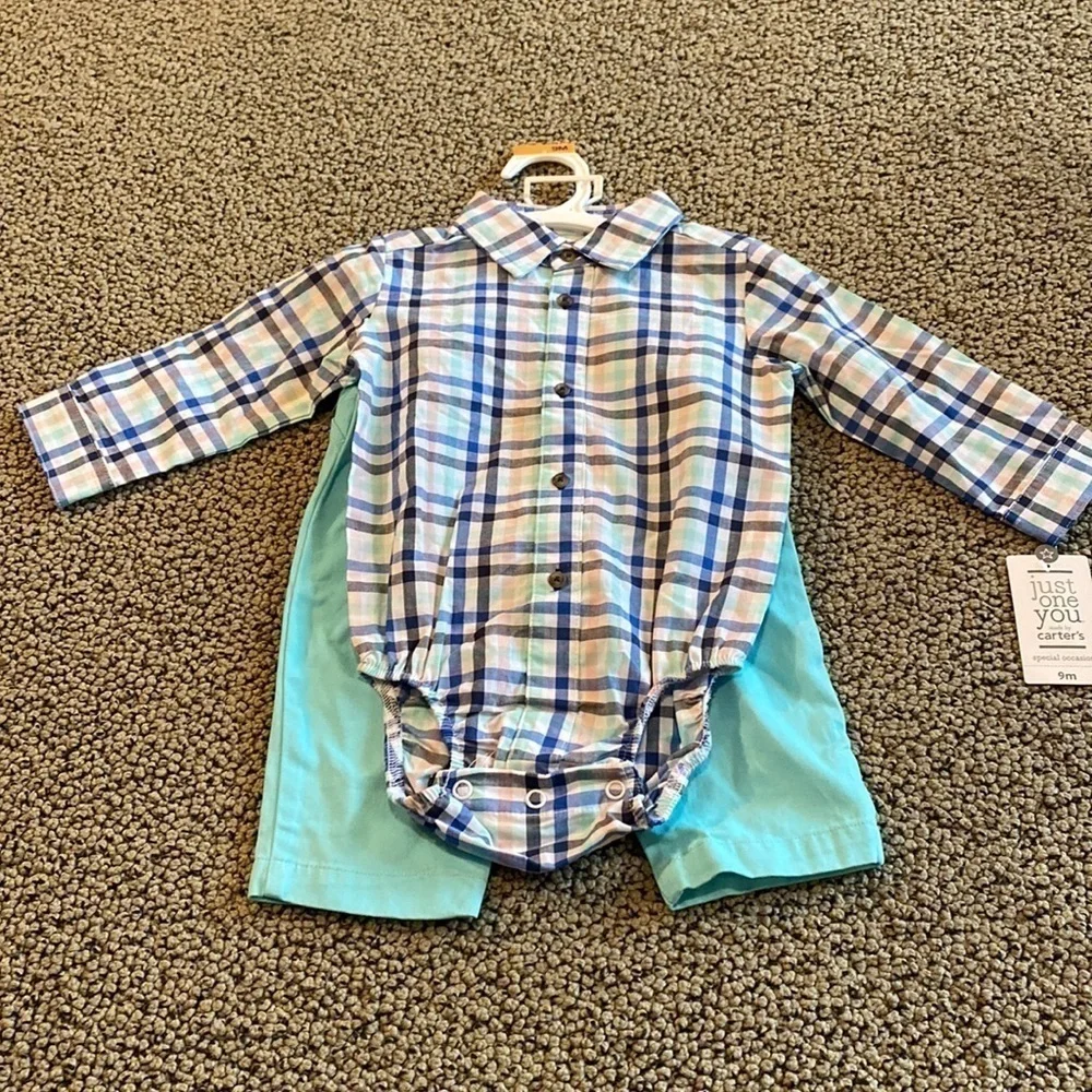 NWT Carter’s Special Occasion Plaid Onesie and Pants Set Size 9 Months
